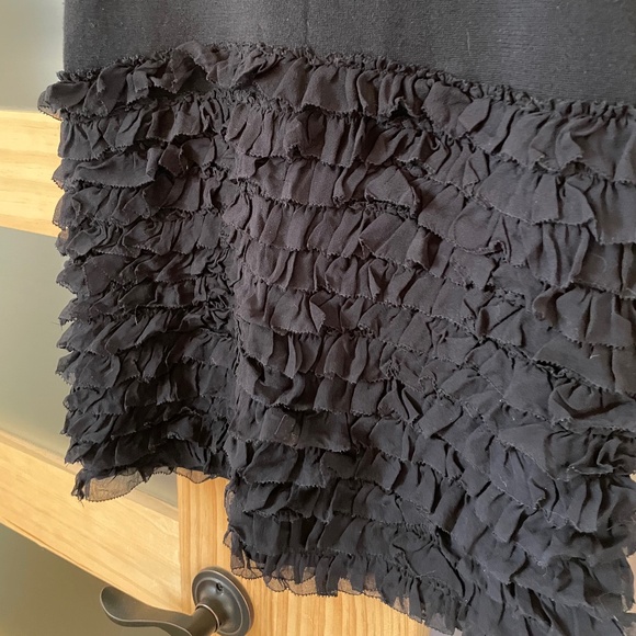 DVF DIANE Von FURSTENBERG wool silk little black ruffle dress - Picture 8 of 14